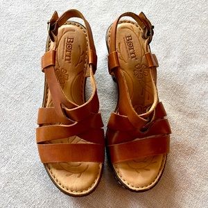 Born Leather Slingback Sandal, Size 7M in Cognac/Tan
